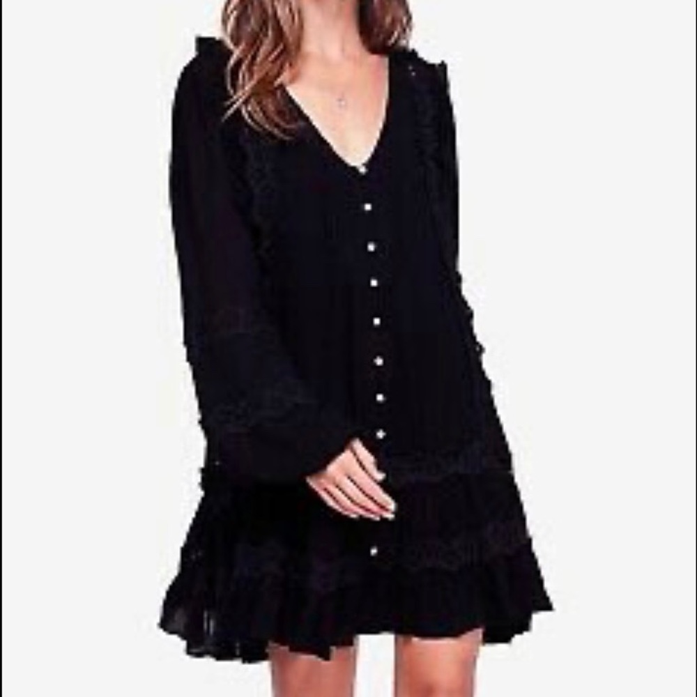 Free People Snow Angel Mini Dress Black